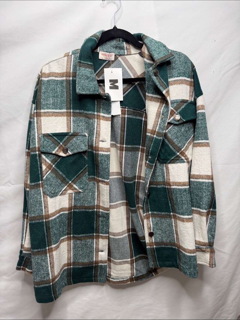 Plaid Shirt Jacket - Green & Cream Overshirt